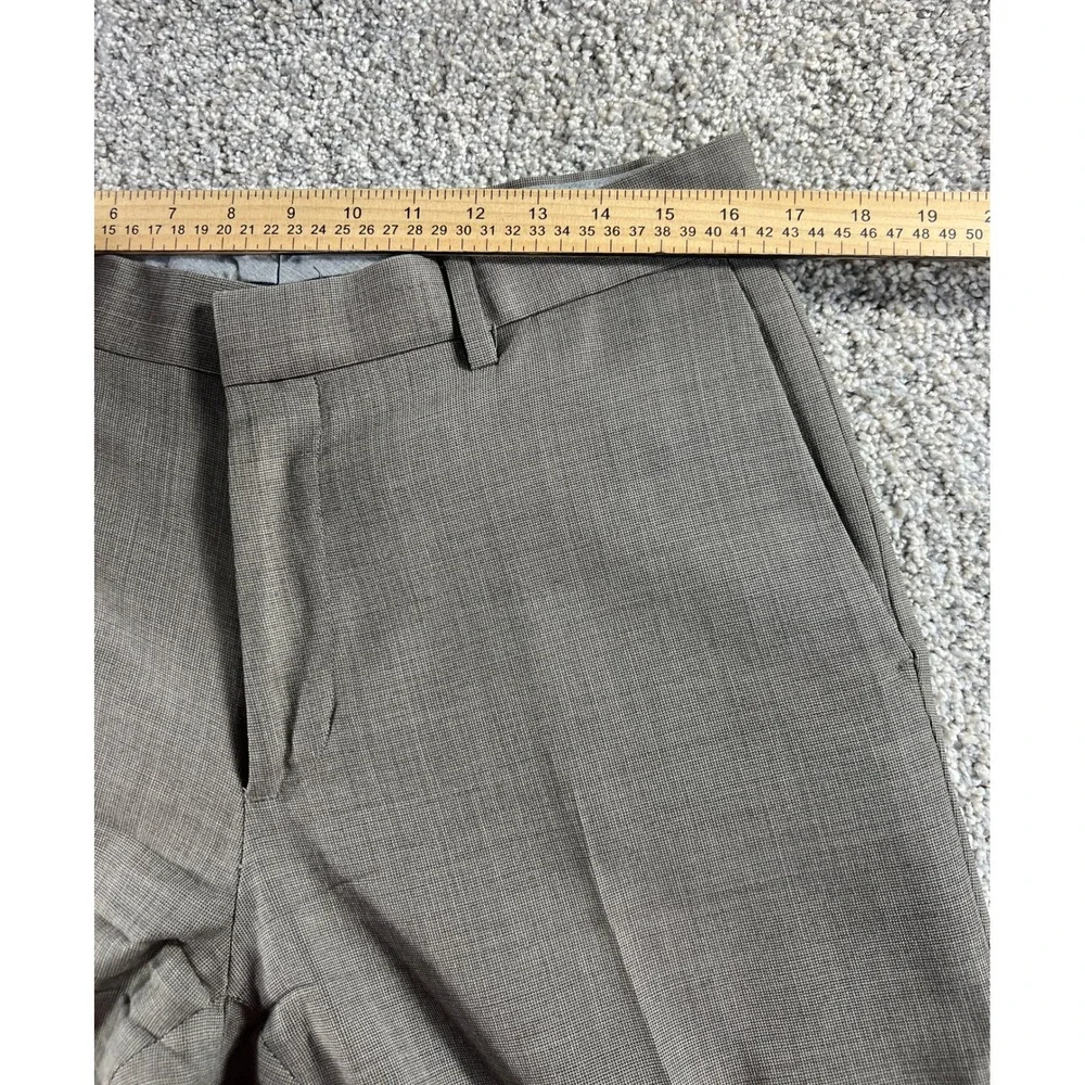 Men's Banana Republic Classic Fit Brown Wool Micro Check Dress Pants 33x32